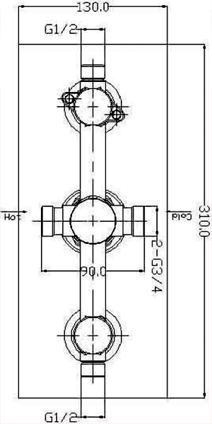 Additional image for Triple Concealed Thermostatic Shower Valve (Chrome).