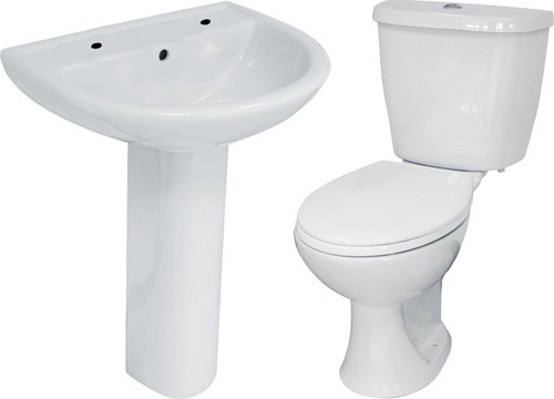 Additional image for 4 Piece Bathroom Suite With Toilet & Basin (2 Faucet Hole).
