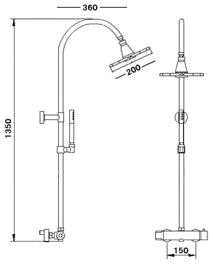 Additional image for Thermostatic Shower Set With Valve, Riser And Apron Head.