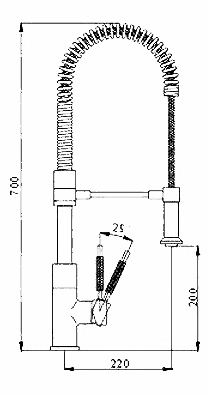 Additional image for Professional Single Lever Pre-Rinse Mixer Faucet. 750mm High.