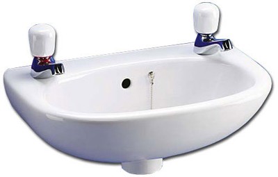 Additional image for 2 Faucet Hole Wall Hung Basin With Hangers 455mm.