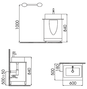 Additional image for Guernsey 600mm vanity unit / washstand set, without mirror.