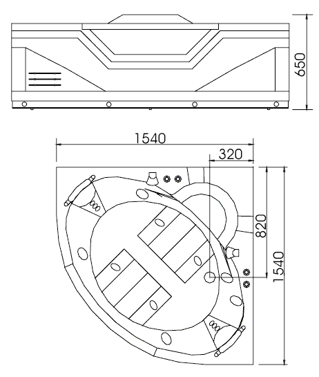 Additional image for Tineo 1540mm corner whirlpool bath