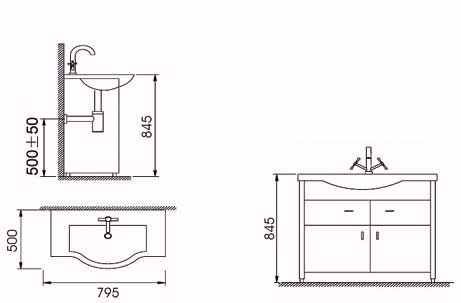 Additional image for Yardley 800mm white vanity unit and basin