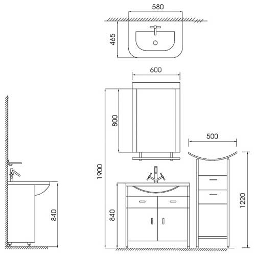 Additional image for Yeovil complete vanity unit set.