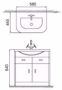 Additional image for Yeovil 580mm white vanity unit and basin.