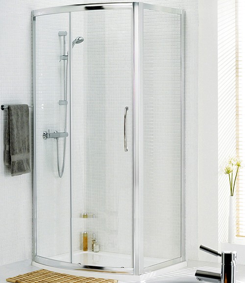 Additional image for 1200x700 Bow Fronted Shower Enclosure & Tray (Silver).