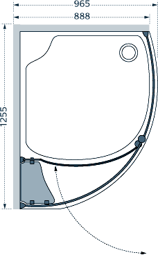 Additional image for Left Hand 1255x965 Compartment Shower Enclosure & Tray.