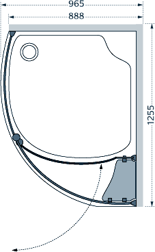 Additional image for Right Hand 1255x965 Compartment Shower Enclosure & Tray.