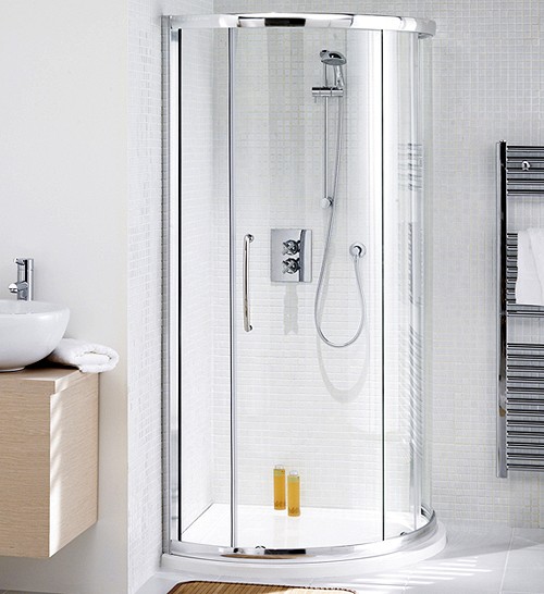 Additional image for 910mm Corner Shower Enclosure, Slider Door & Tray (Silver).