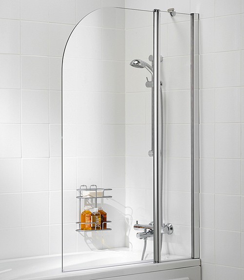 Additional image for 975x1400 Curved Bath Screen With Fixed Panel (Silver).