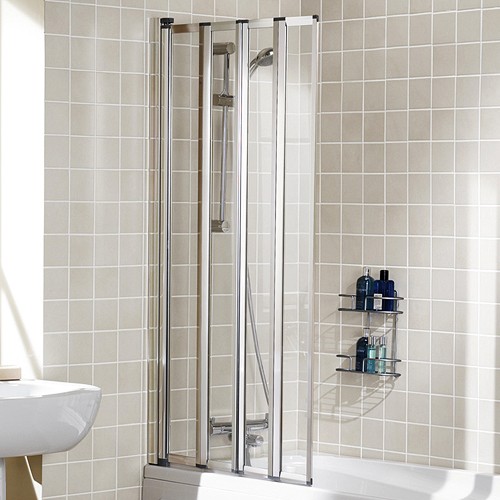 Additional image for 730x1400 Framed Bath Screen With 4 Folding Panels (Silver).