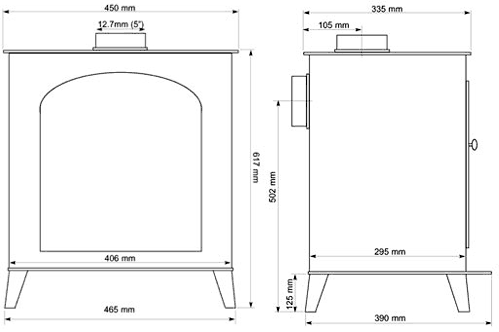 Additional image for Chester Wood Burning Stove.  617x465mm. 6.5kW