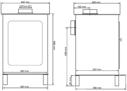 Additional image for Glevum Wood Burning Stove.  688x397mm. 6.5kW