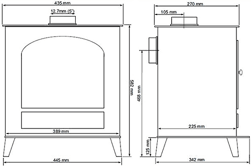 Additional image for Lincoln Wood Burning Stove.  582x445mm. 5kW.