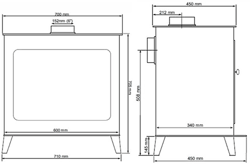 Additional image for Woburn Wood Burning Stove.  705x710mm. 9.5kW