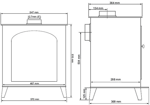 Additional image for York Wood Burning Stove.  616x570mm. 9kW.