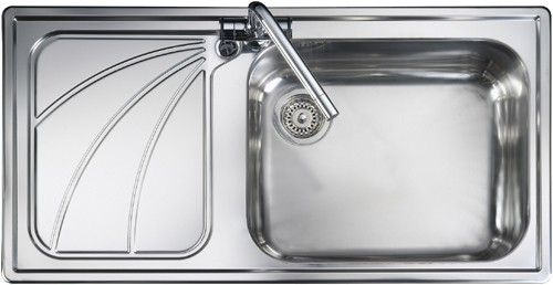 Additional image for 1.0 bowl stainless steel kitchen sink with left hand drainer.
