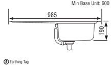 Additional image for 1.0 bowl stainless steel kitchen sink with left hand drainer.