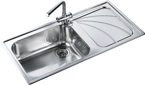 Additional image for 1.0 bowl stainless steel kitchen sink with right hand drainer.