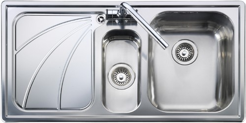Additional image for 1.5 bowl stainless steel kitchen sink with left hand drainer.