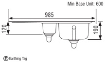 Additional image for 1.5 bowl stainless steel kitchen sink with left hand drainer.