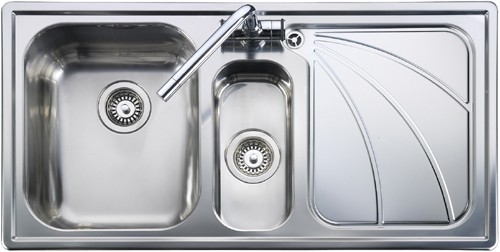Additional image for 1.5 bowl stainless steel kitchen sink with right hand drainer.