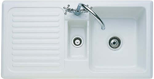 Additional image for 1.5 Bowl Ceramic Kitchen Sink, Left Hand Drainer.