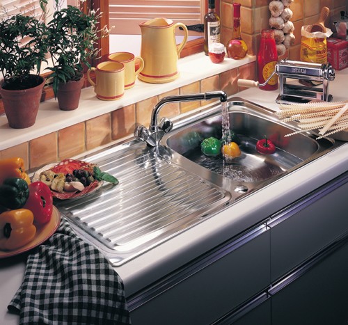 Additional image for Linear 1.0 bowl stainless steel kitchen sink. Reversible.