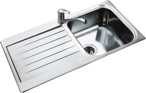 Additional image for Seattle 1.0 bowl stainless steel kitchen sink. Reversible.