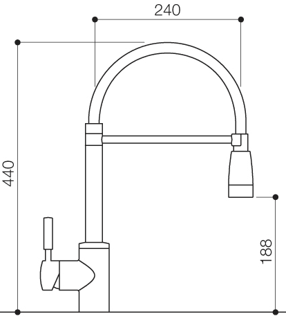 Additional image for Astro Monoblock Kitchen Faucet With Pull Out Rinser (Chrome).