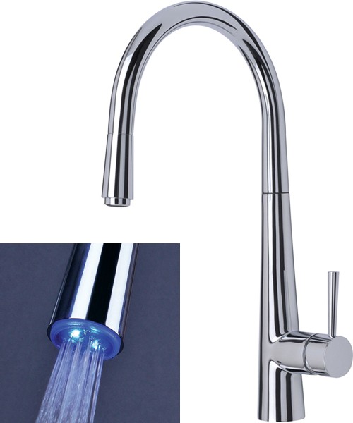 Additional image for Palazzo Glo Kitchen Faucet, Pull Out LED Rinser (Chrome).