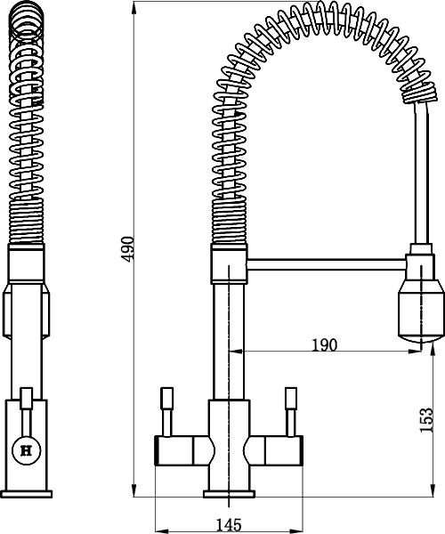 Additional image for Groove Kitchen Mixer Faucet With Pull Out Rinser (Chrome).