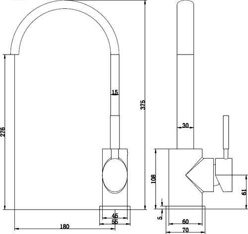 Additional image for Tidal Kitchen Mixer Faucet With Swivel Spout (Chrome).