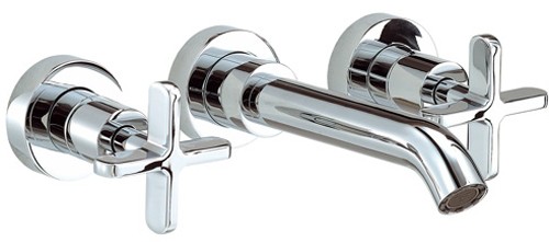 Additional image for 3 Faucet Hole Wall Mouted Basin Mixer Faucet (Chrome).