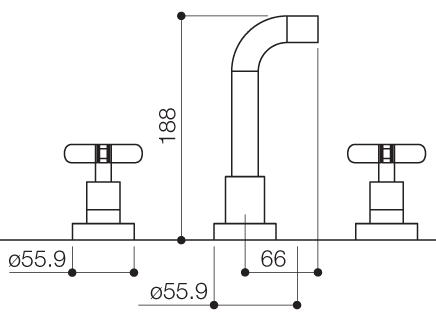 Additional image for 3 Faucet Hole Wall Mouted Basin Mixer Faucet (Chrome).