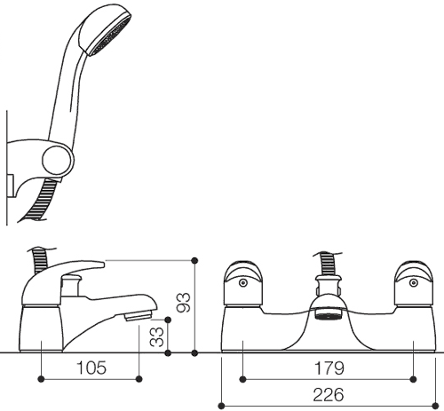 Additional image for Bath Shower Mixer Faucet With Shower Kit (Chrome).