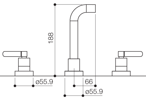 Additional image for 3 Faucet Hole Wall Mouted Basin Mixer Faucet (Chrome).