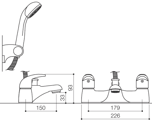 Additional image for Bath Shower Mixer Faucet With Shower Kit (Chrome).