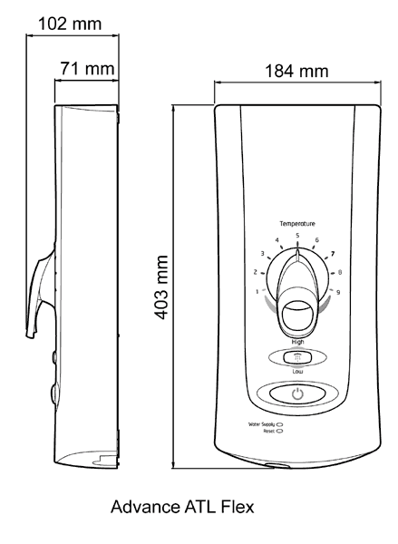 Additional image for Mira Advance ATL 9.8kW Flex in white & chrome.