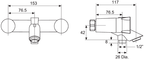 Additional image for Wall Mounted Bath Shower Mixer Faucet (Chrome).