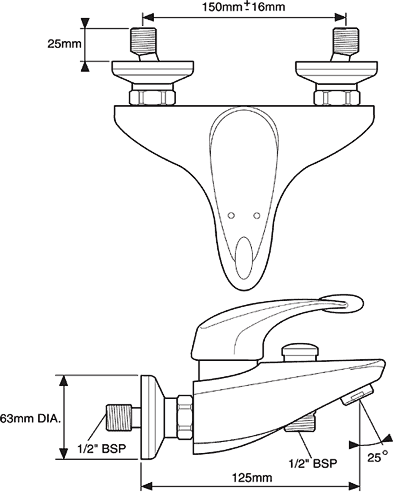 Additional image for Wall Mounted Bath Shower Mixer Faucet With Shower Kit (Chrome).