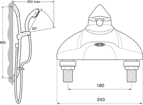 Additional image for TMV2 Thermostatic Bath Shower Mixer Faucet With Slide Rail Kit.