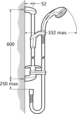 Additional image for Thermostatic Bath Shower Mixer Faucet With Slide Rail Kit.