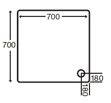 Additional image for Stone Resin Square Shower Tray. 700x700x110mm.