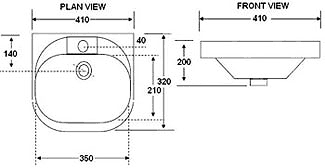 Additional image for Wall Hung Basin (1 Faucet Hole). 410x320mm.