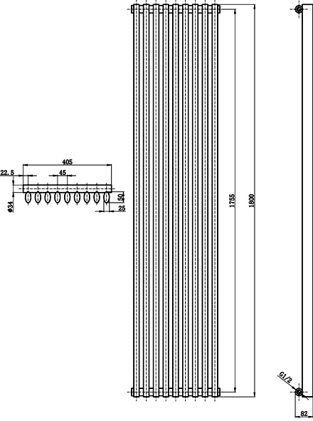 Additional image for Cypress 5527 BTU Radiator (Black). 405x1800mm.