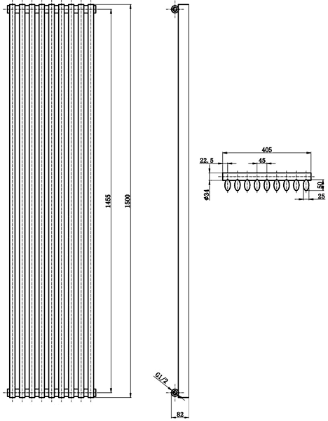 Additional image for Cypress 4606 BTU Radiator (Black). 405x1500mm.