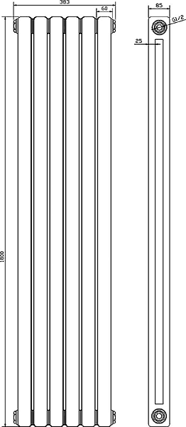 Additional image for Peony Double Radiator. 6702 BTU (White). 1800mm Wide.