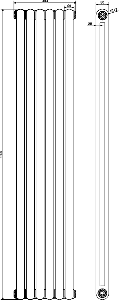 Additional image for Salvia Double Radiator. 6702 BTU (White). 1800x383mm.